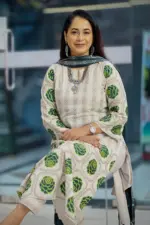 light dusty green viscose screen printed salwar suit