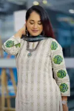 light dusty green viscose screen printed salwar suit