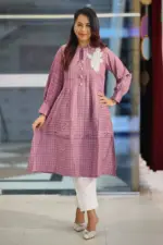 purple duel tone jacquard cotton kurti