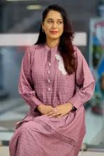 purple duel tone jacquard cotton kurti