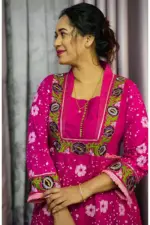 rich magenta screen printed & machine embroidered co ords