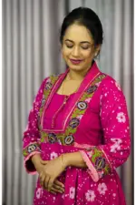 rich magenta screen printed & machine embroidered co ords