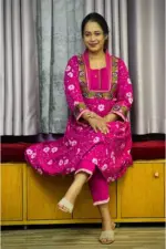 rich magenta screen printed & machine embroidered co ords