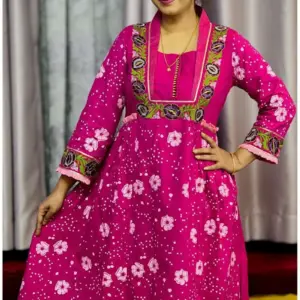 rich magenta screen printed & machine embroidered co ords