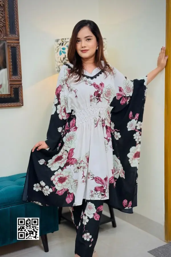 black colour missouri silk fabric kaftan