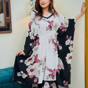 black colour missouri silk fabric kaftan