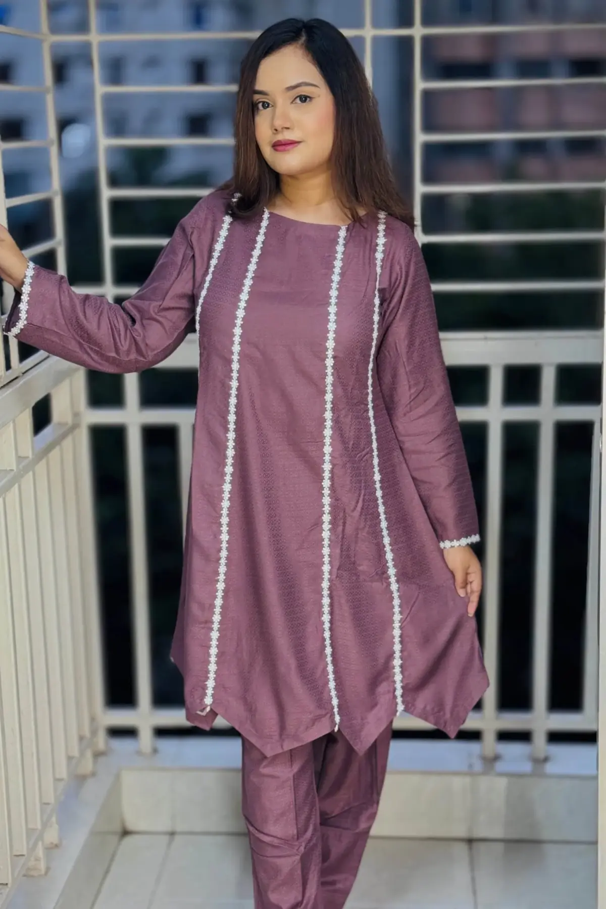 onion color jacquard cotton co ords set