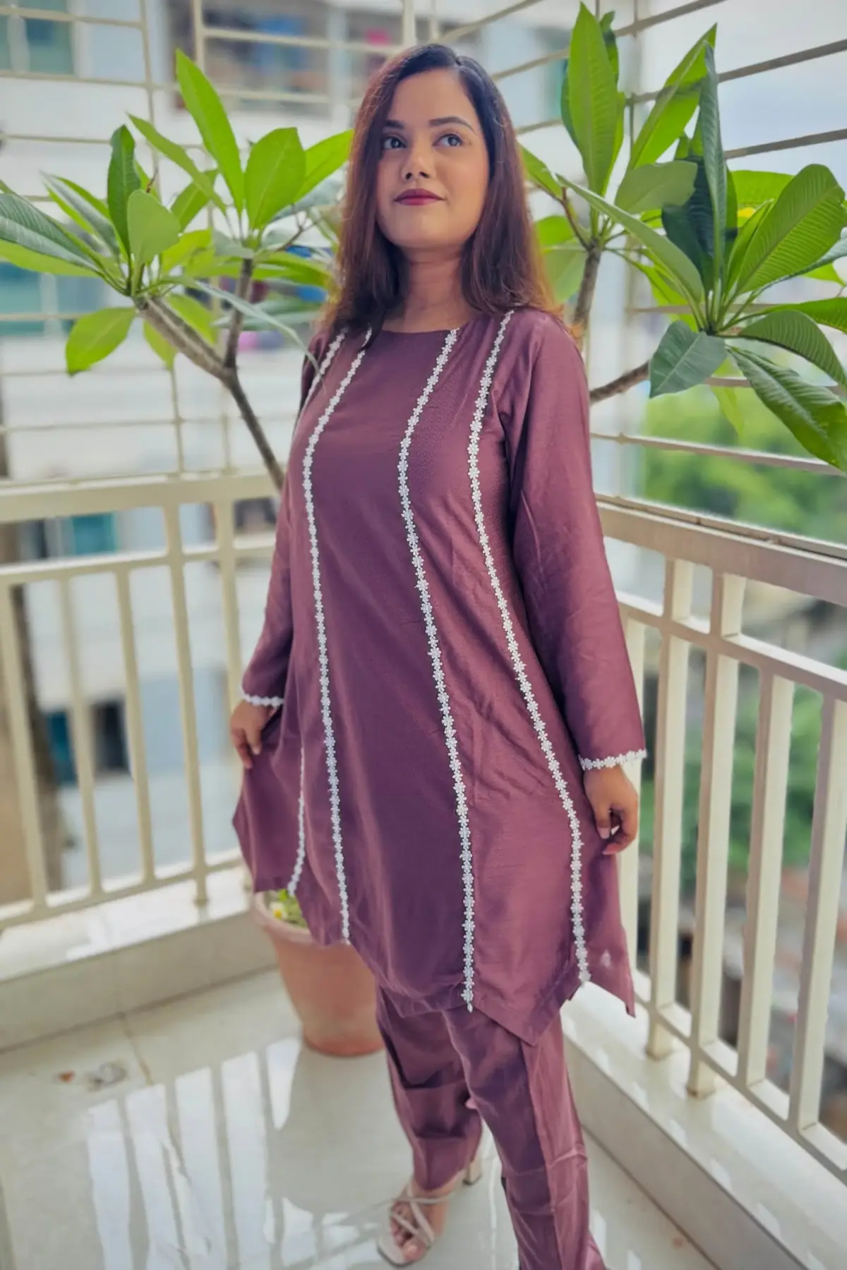 onion color jacquard cotton co ords set