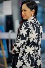 black & white fancy slub amboosh printed kurti