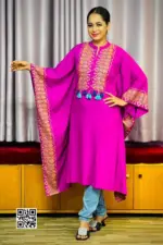 purple viscose screen printed kaftan