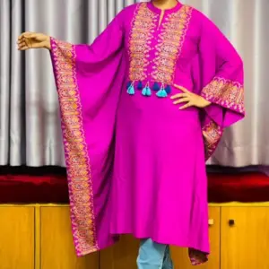 purple viscose screen printed kaftan