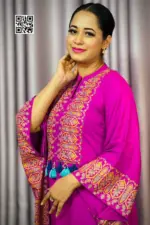 purple viscose screen printed kaftan