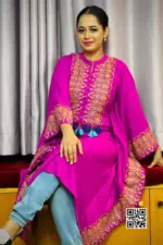 purple viscose screen printed kaftan