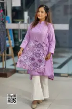lavender color rayon jacquard screen printed kurti