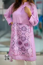 lavender color rayon jacquard screen printed kurti