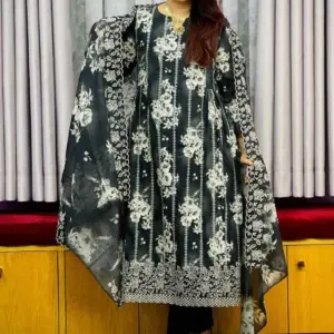 spring cotton machine embroidered with sequin salwar suit