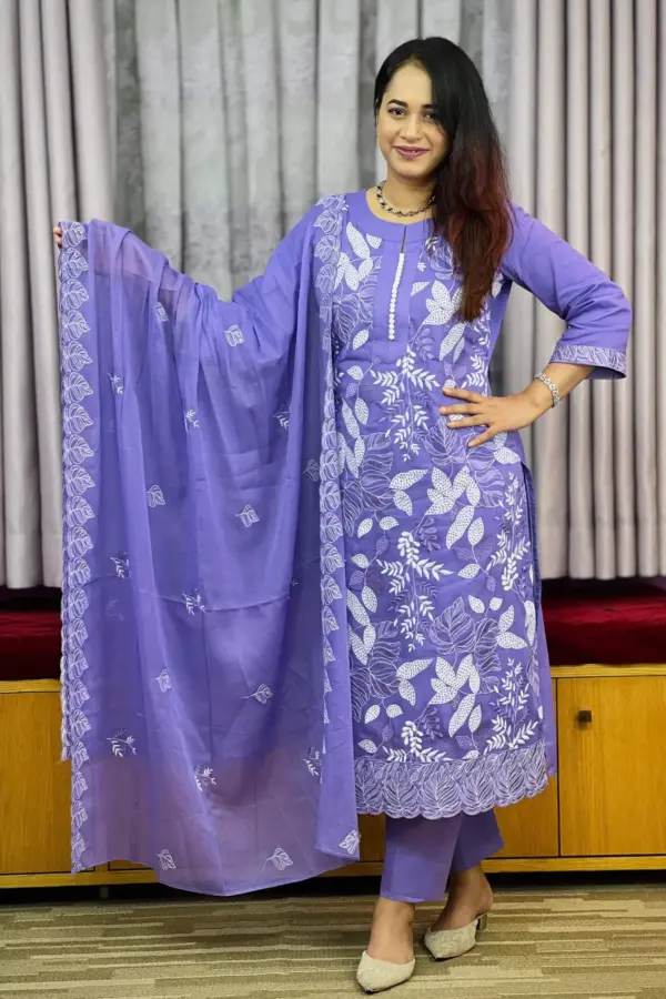 spring cotton machine embroidered & sequence salwar suit – 10