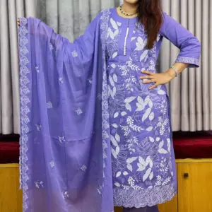 spring cotton machine embroidered & sequence salwar suit – 10