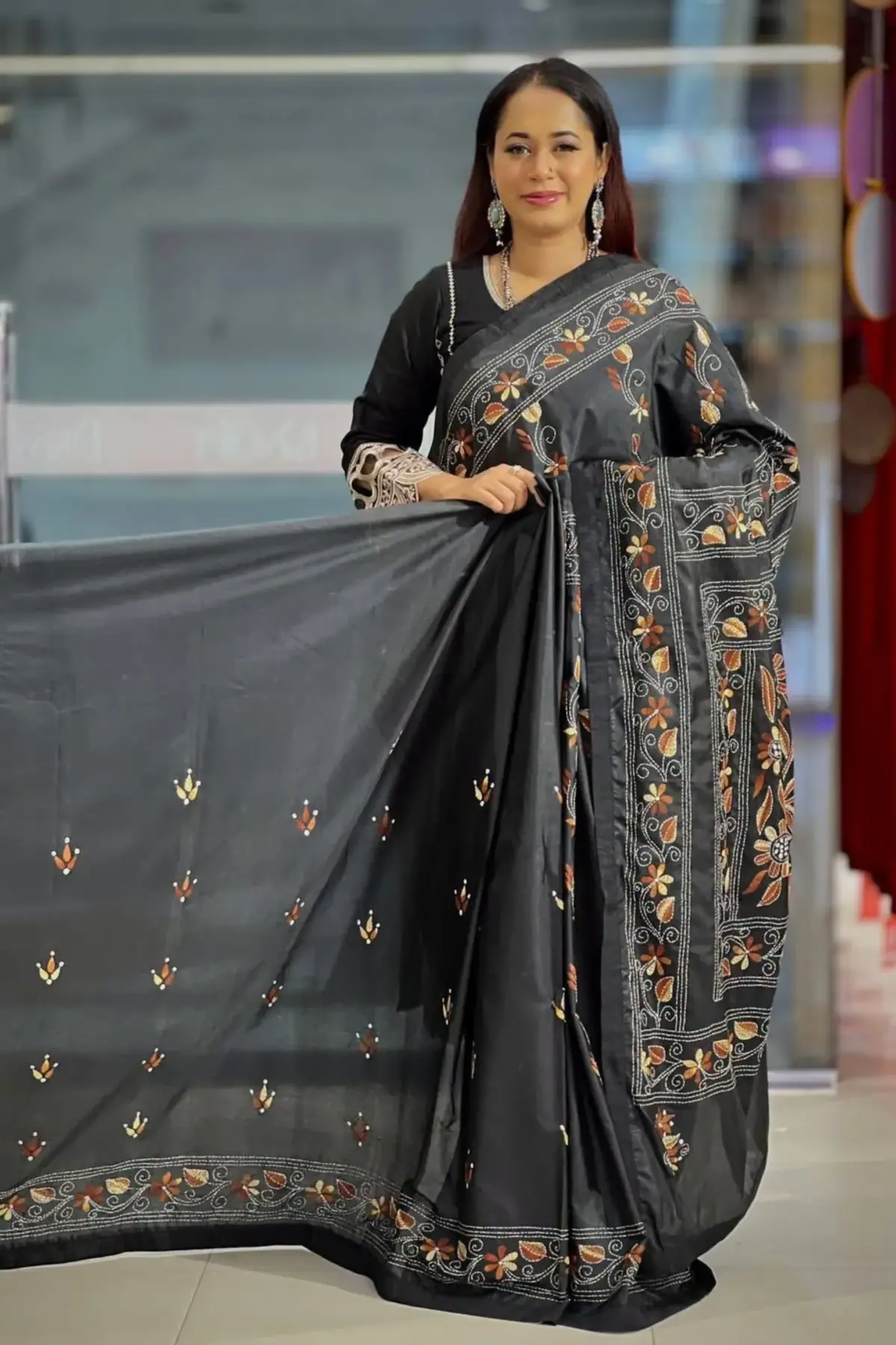 blended silk hand embroidered saree 2 blended silk hand embroidered saree 2