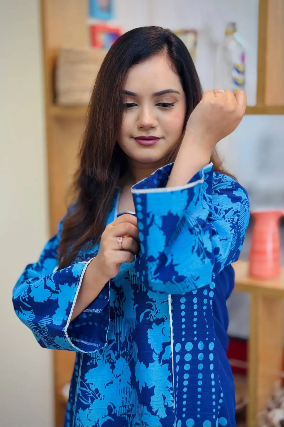 blue fancy slab screen printed co ords set