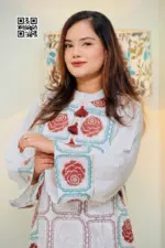 white colour rayon silk screen printed kurti