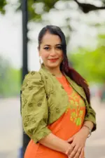 sunset orange & olive viscose chickenkari fabric coaty set