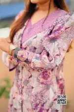deep purple colour jimmy choo & satin fabric shrug set