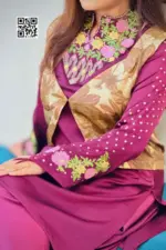 jam colour silk machine embroidered coaty set