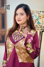 jam colour silk machine embroidered coaty set