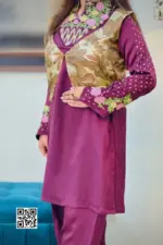jam colour silk machine embroidered coaty set
