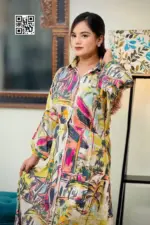 multi colour printed viscose fabric midi