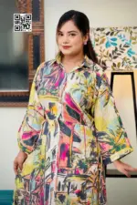 multi colour printed viscose fabric midi