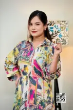multi colour printed viscose fabric midi