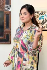 multi colour printed viscose fabric midi