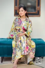 multi colour printed viscose fabric midi