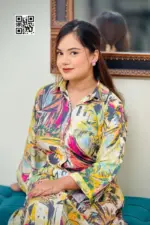 multi colour printed viscose fabric midi