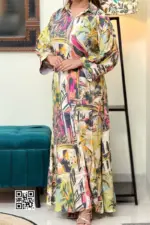 multi colour printed viscose fabric midi