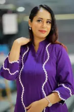 purple micro crepe fabric co ords set