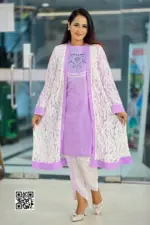 white lace & purple jacquard shrug set