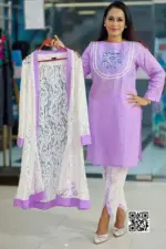 white lace & purple jacquard shrug set