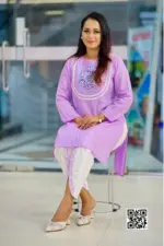 white lace & purple jacquard shrug set