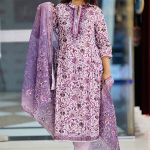 spring cotton machine embroidered unstitched salwar suit