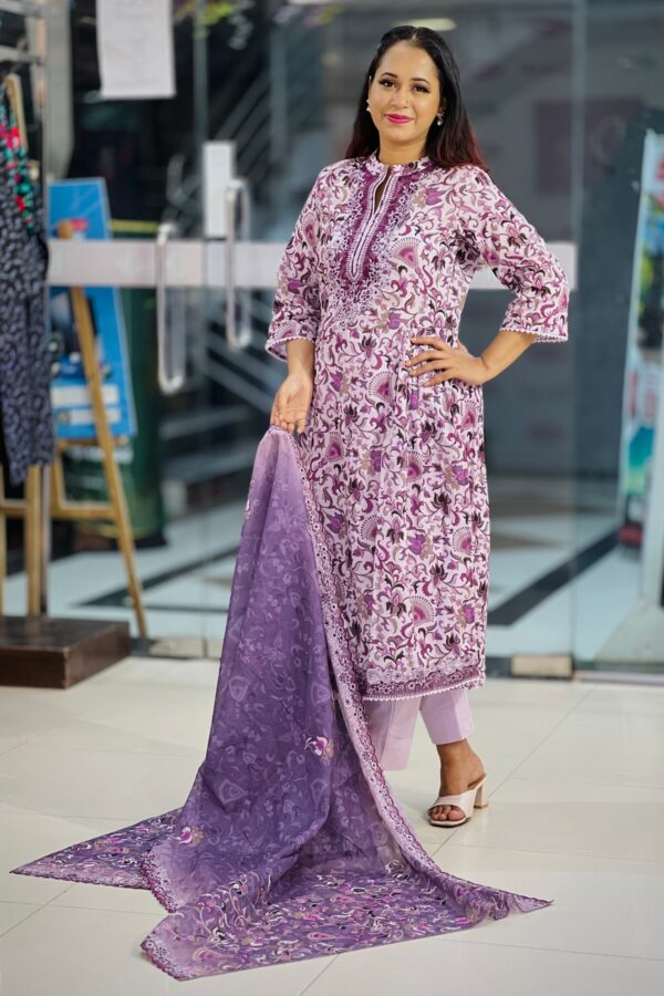 spring cotton machine embroidered unstitched salwar suit