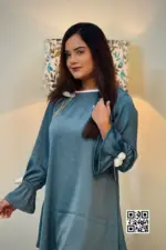 georgette fabric with 3d flower tops 1
