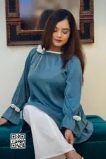 georgette fabric with 3d flower tops 1