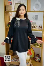 georgette fabric with 3d flower tops 3