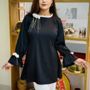georgette fabric with 3d flower tops 3