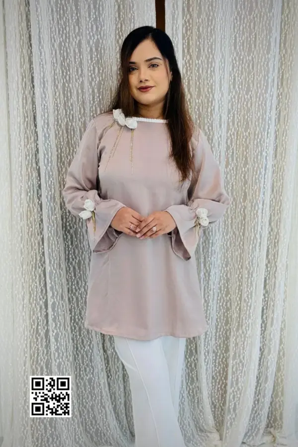 georgette fabric with 3d flower tops 4