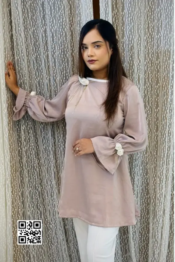 georgette fabric with 3d flower tops 4