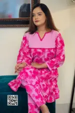 pink color slub cotton screen printed co ords set